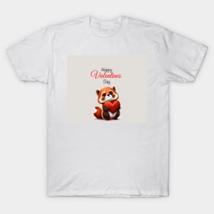 Red Panda Happy Valentines Day T-Shirt